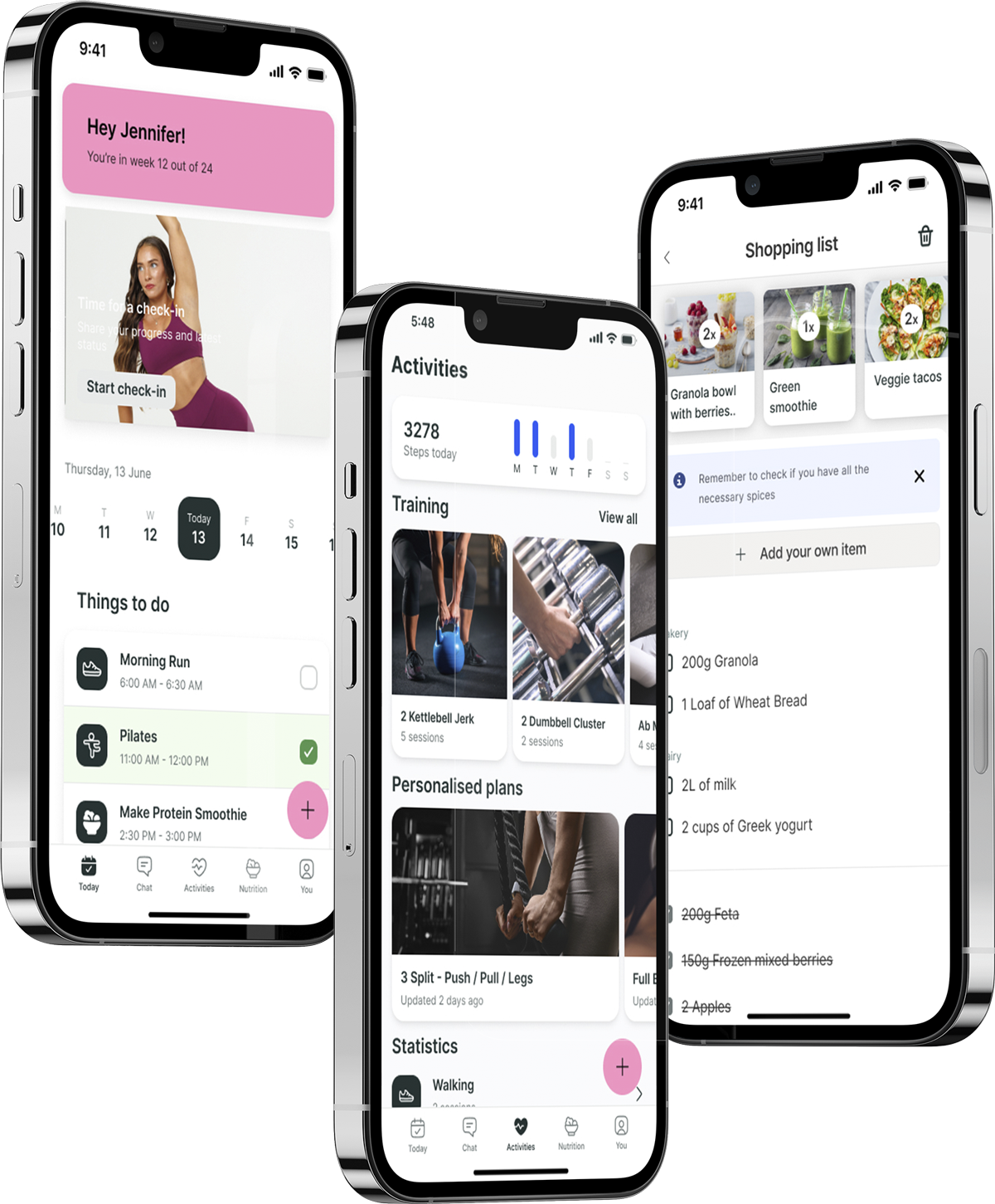 A mockup of the coaching app showcasing the features.